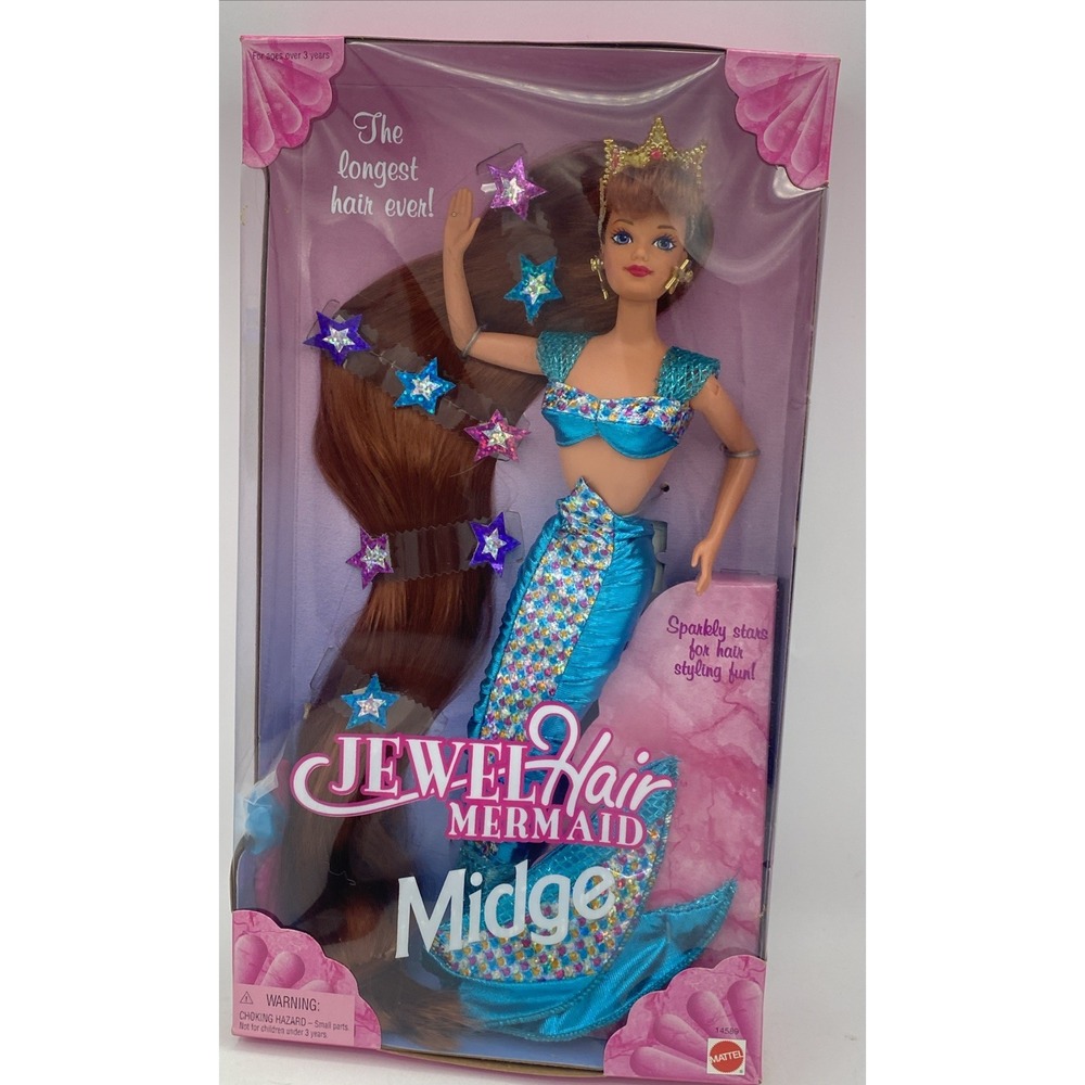 Jewel Hair Mermaid Midge Barbie Doll 1995 Vintage Longest Hair Redhead 1458 NRFB